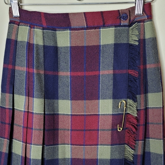 Talbots Wool Plaid Wrap Skirt Kilt Style Preppy Academia 6P - Picture 3 of 7